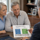 Retired couple reviewing retirement income floor plan with guaranteed versus variable income sources