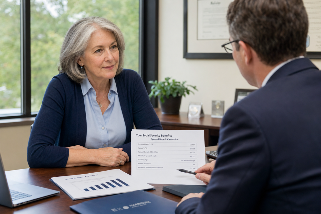 Social Security Divorced Spouse Benefits: What You're Entitled To After a Marriage Ends 1 Confident woman reviewing Social Security divorced spouse benefits with financial advisor