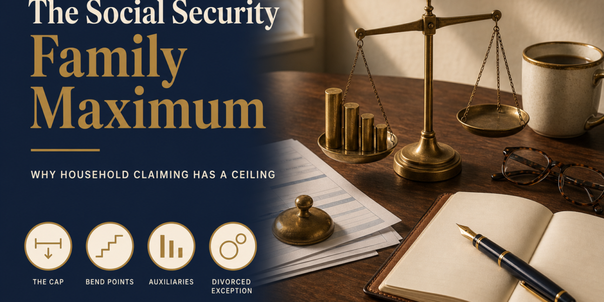 Editorial title-card image: The Social Security Family Maximum — Why Household Claiming Has a Ceiling